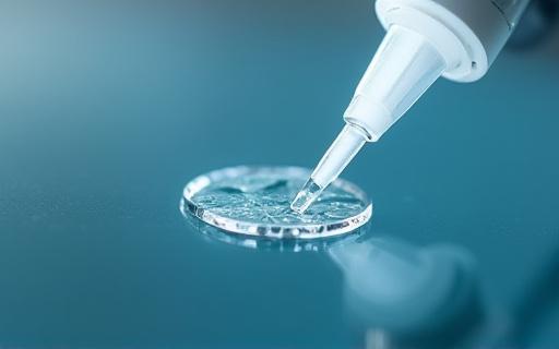 Close-up of a windshield chip being professionally sealed with resin.