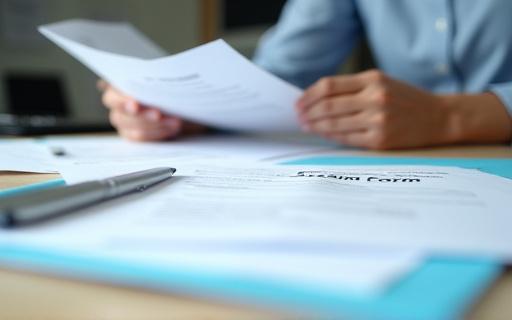 A person on the phone handling an auto glass insurance claim with paperwork in the background.